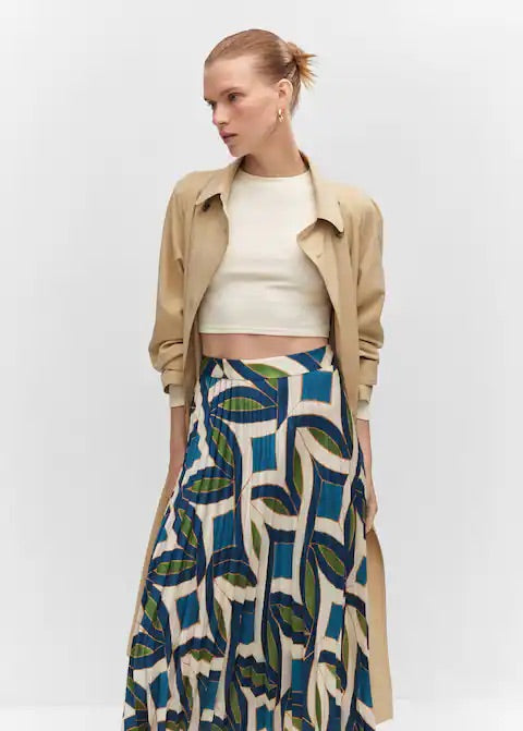 Printed pleated skirt