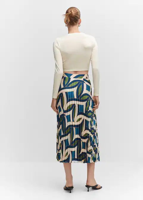 Printed pleated skirt