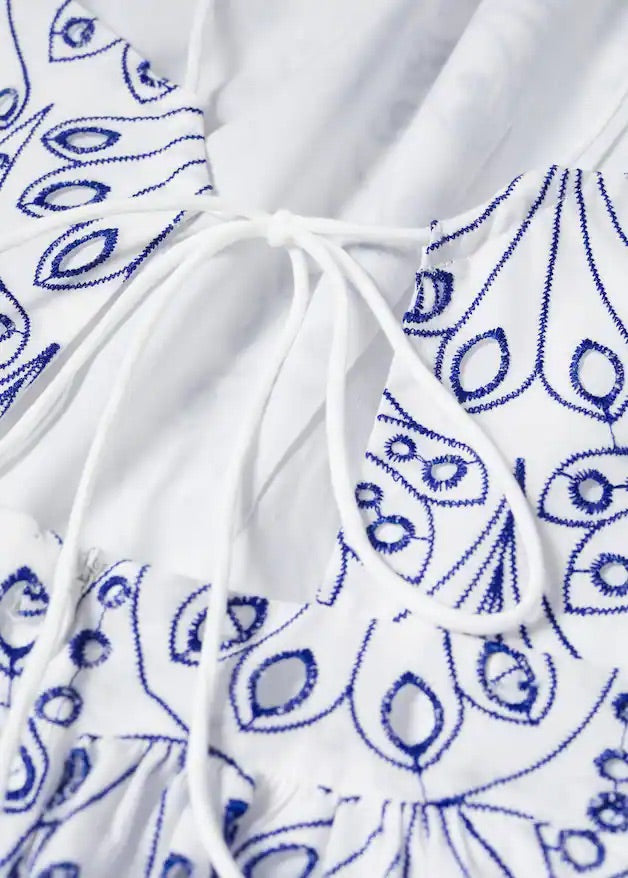 Embroidered halter-neck dress