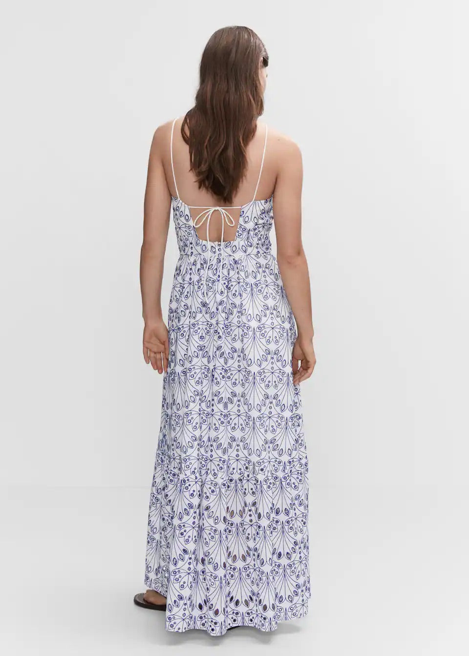 Embroidered halter-neck dress