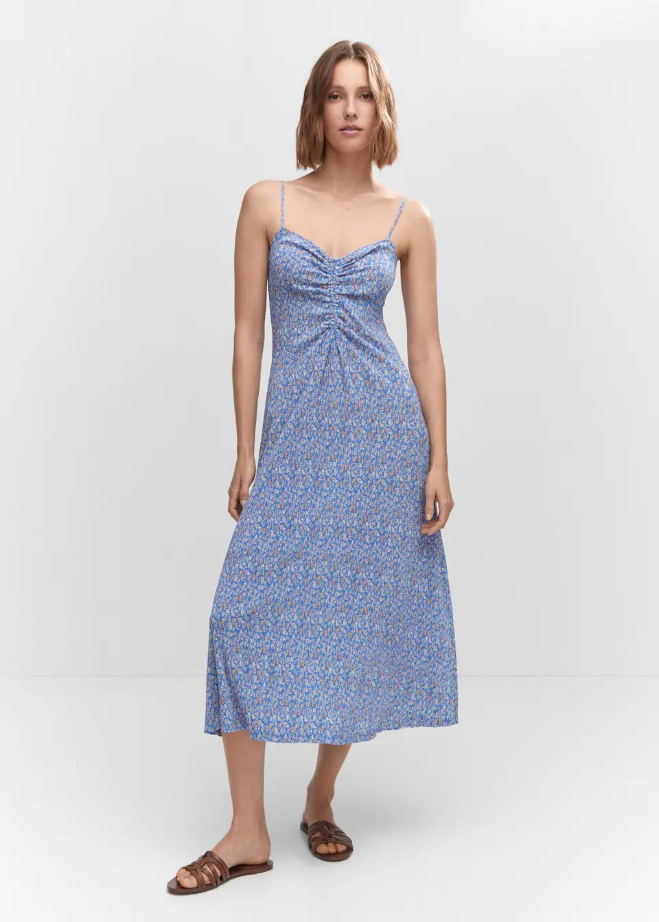 Ruched detail flower dress