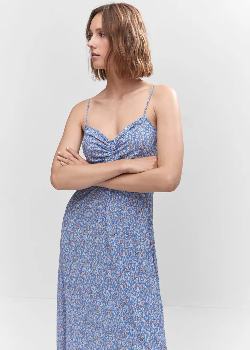Ruched detail flower dress