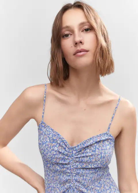Ruched detail flower dress