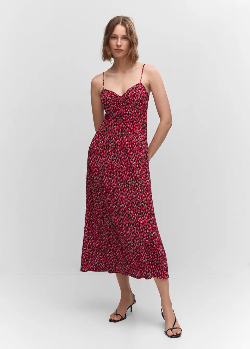 Ruched detail flower dress