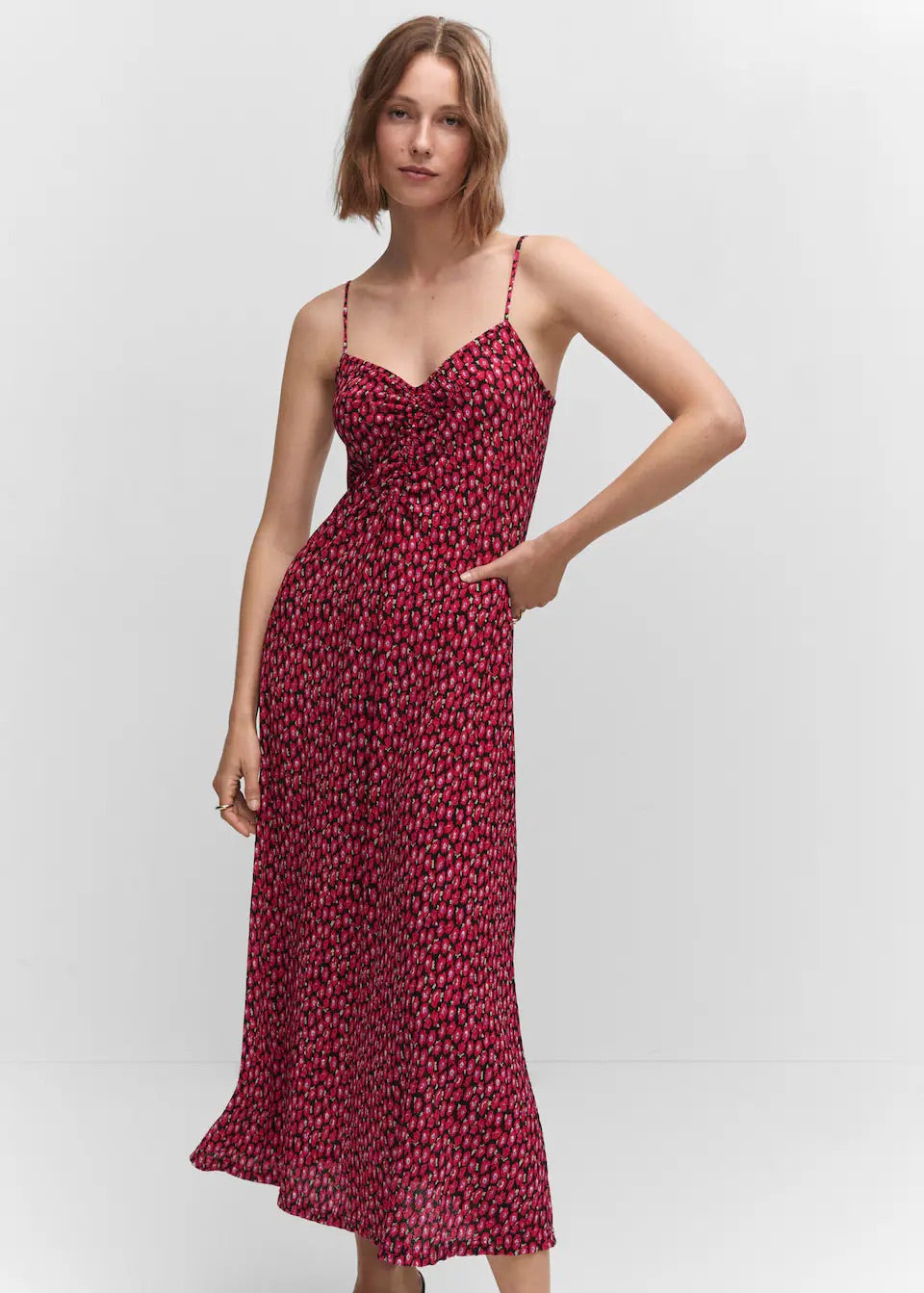 Ruched detail flower dress