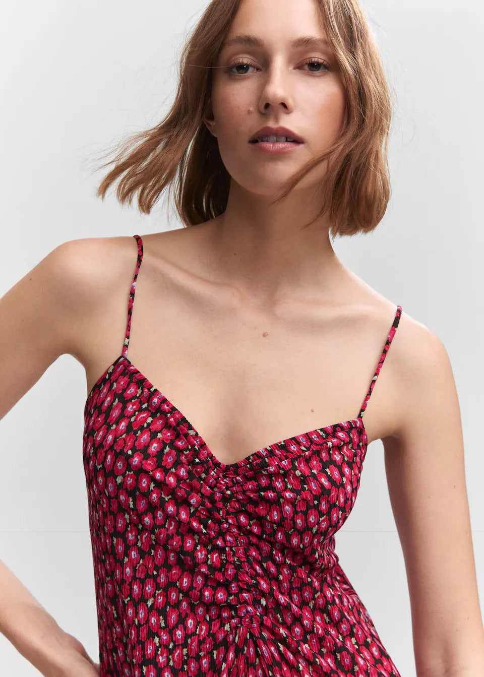 Ruched detail flower dress