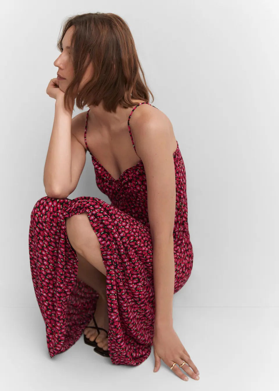 Ruched detail flower dress