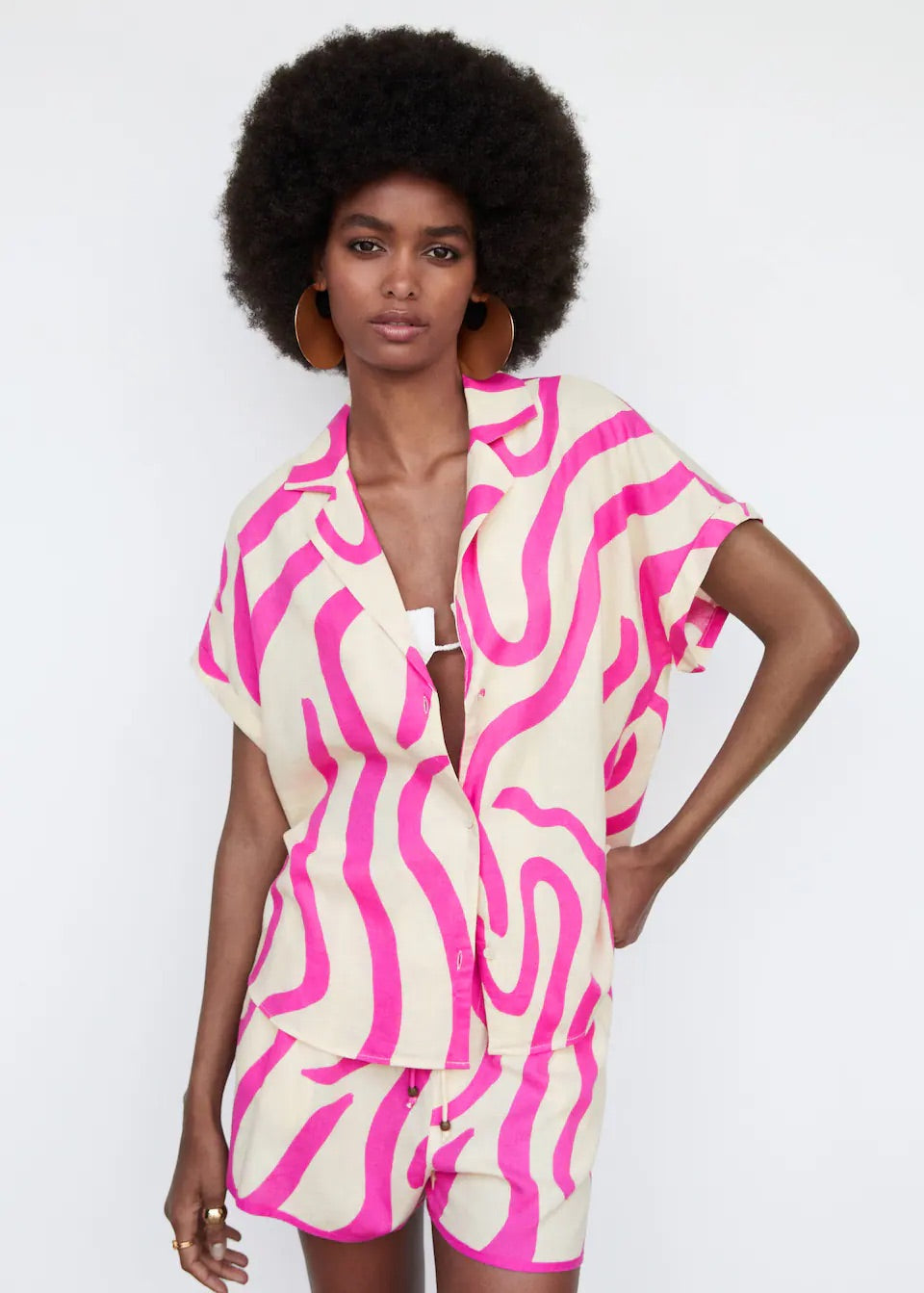 Printed linen shirt