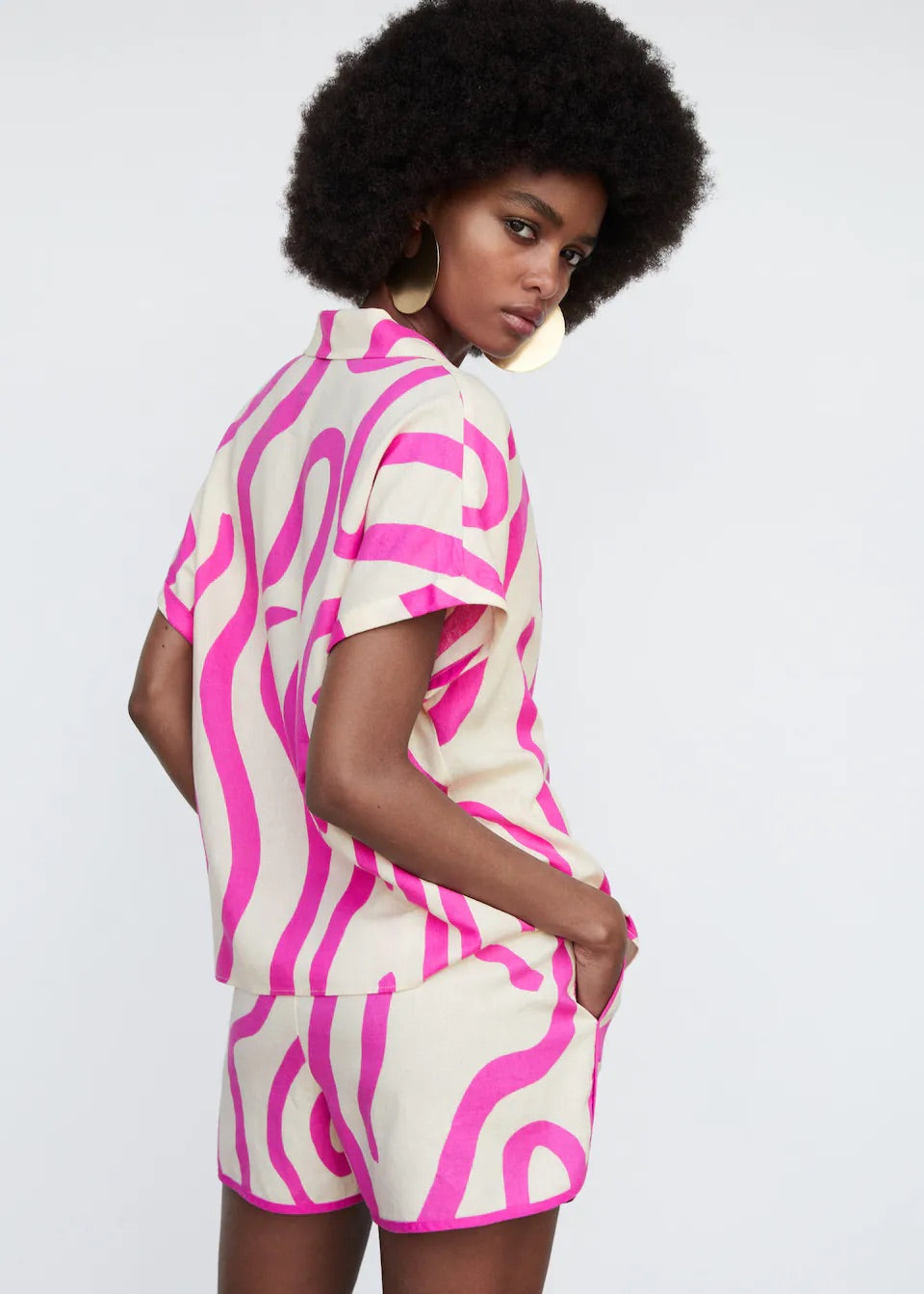 Printed linen shirt