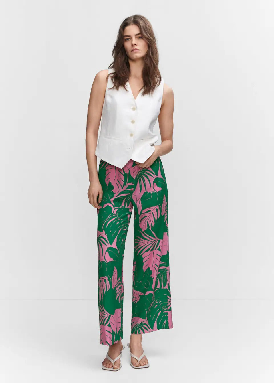 Wide leg printed trousers