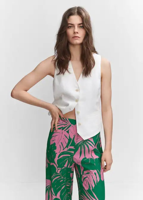 Wide leg printed trousers