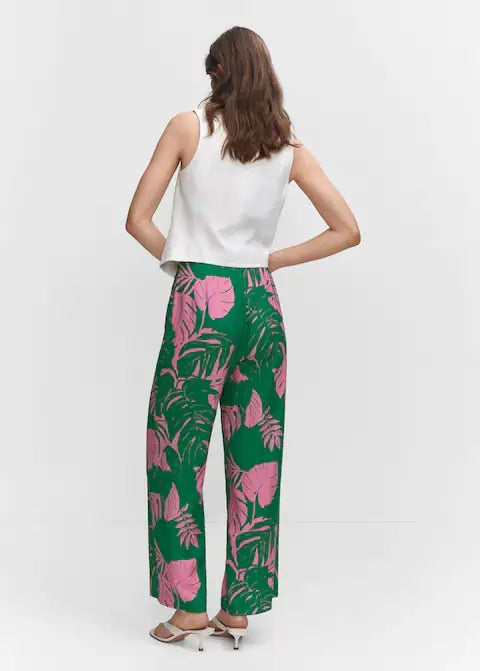 Wide leg printed trousers