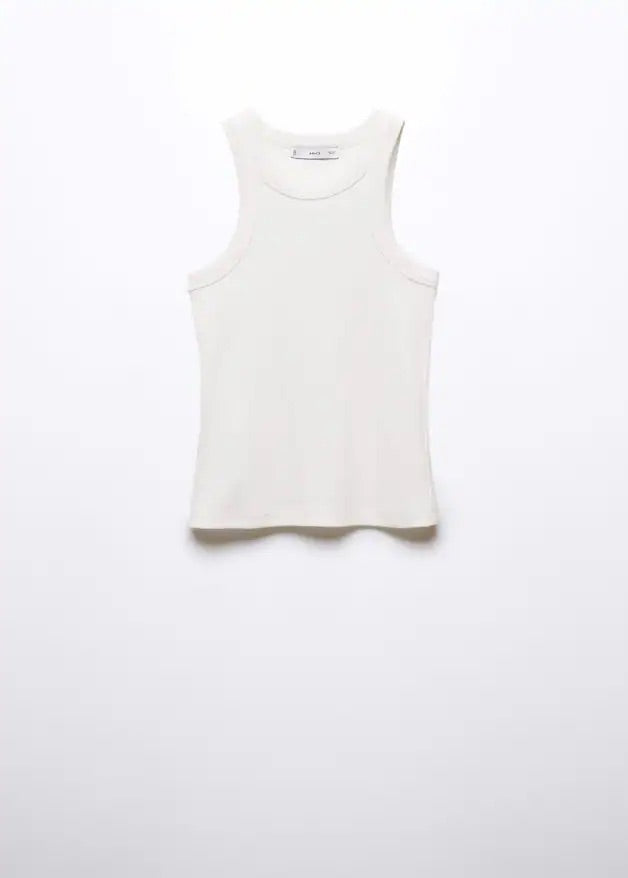 Ribbed cotton-blend top
