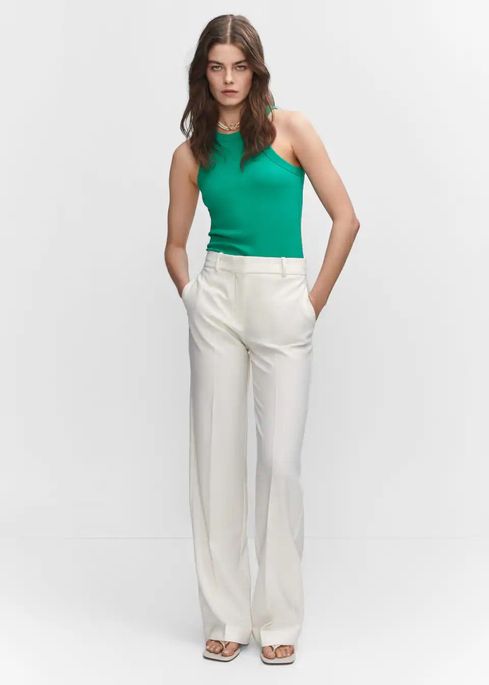 Ribbed cotton-blend top