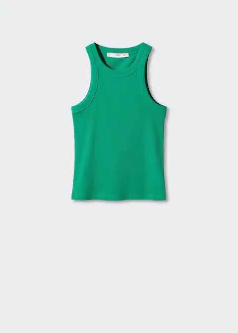 Ribbed cotton-blend top