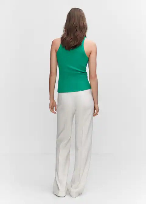 Ribbed cotton-blend top
