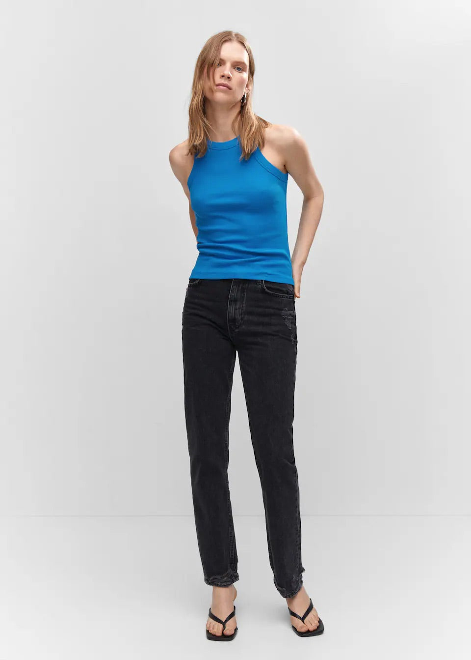 Ribbed cotton-blend top