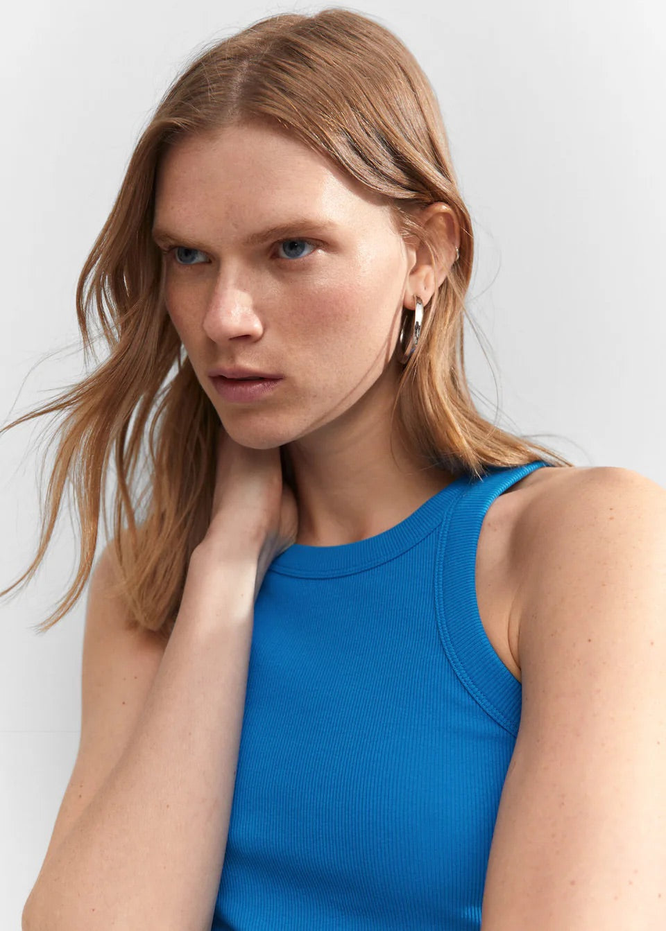 Ribbed cotton-blend top