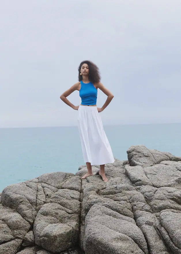 Ribbed cotton-blend top