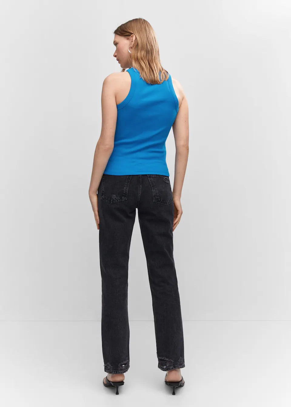 Ribbed cotton-blend top