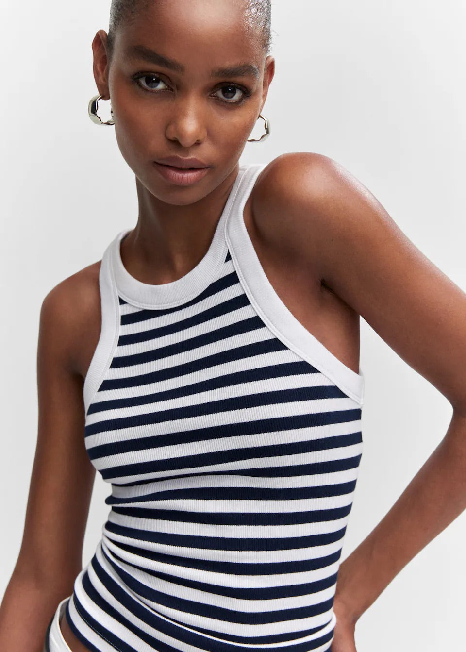 Ribbed cotton-blend top