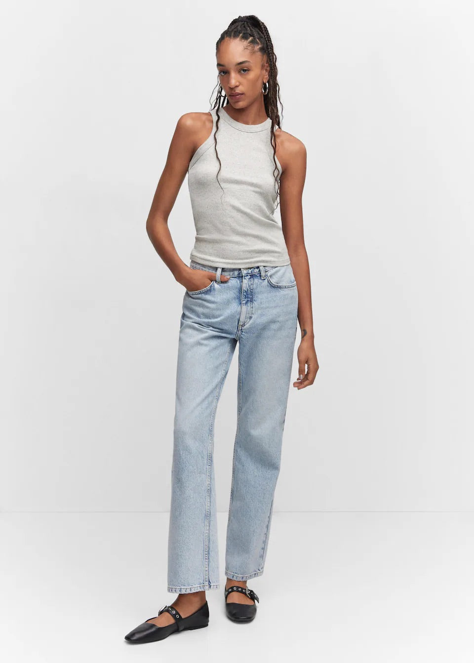 Ribbed cotton-blend top