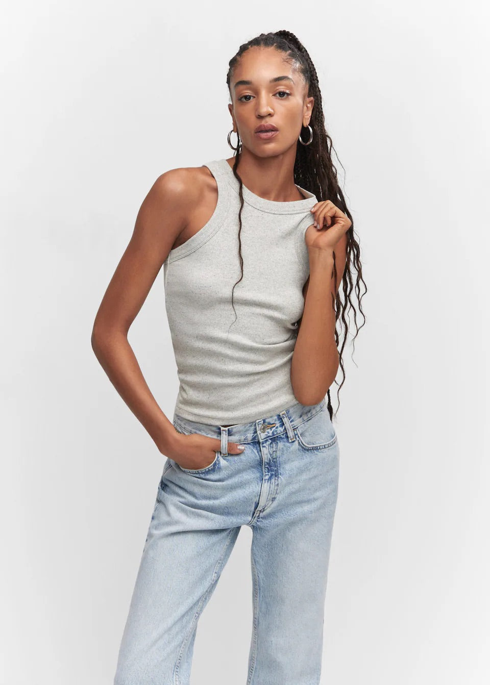 Ribbed cotton-blend top