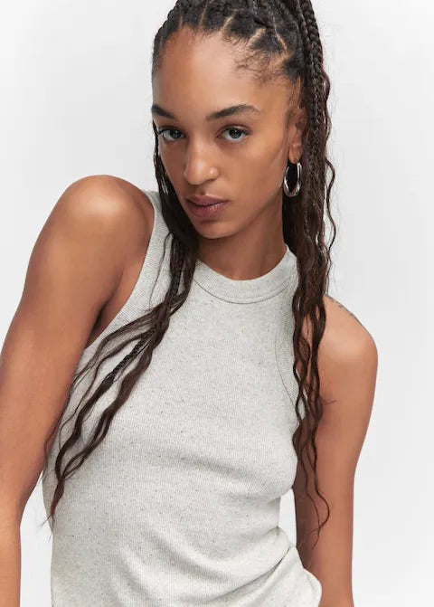 Ribbed cotton-blend top