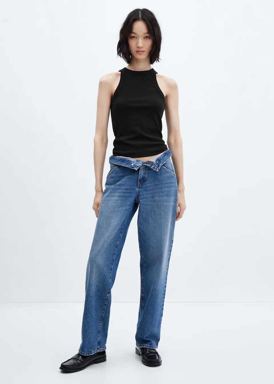 Ribbed cotton-blend top