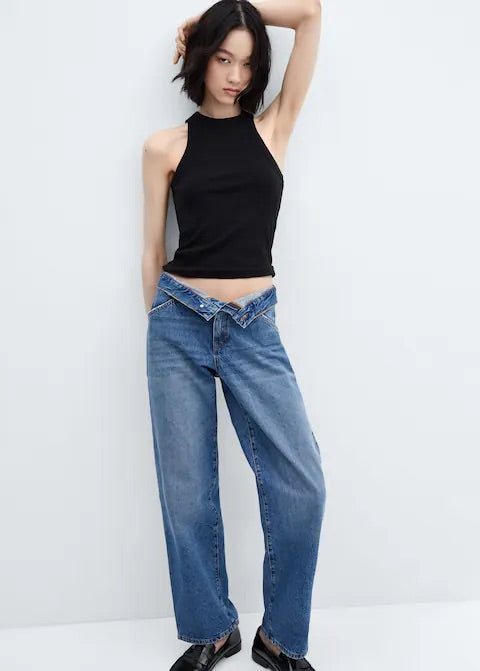 Ribbed cotton-blend top