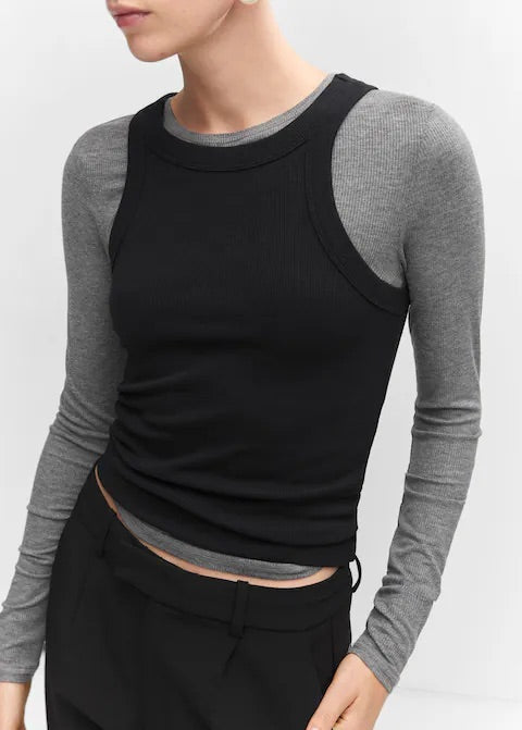 Ribbed cotton-blend top