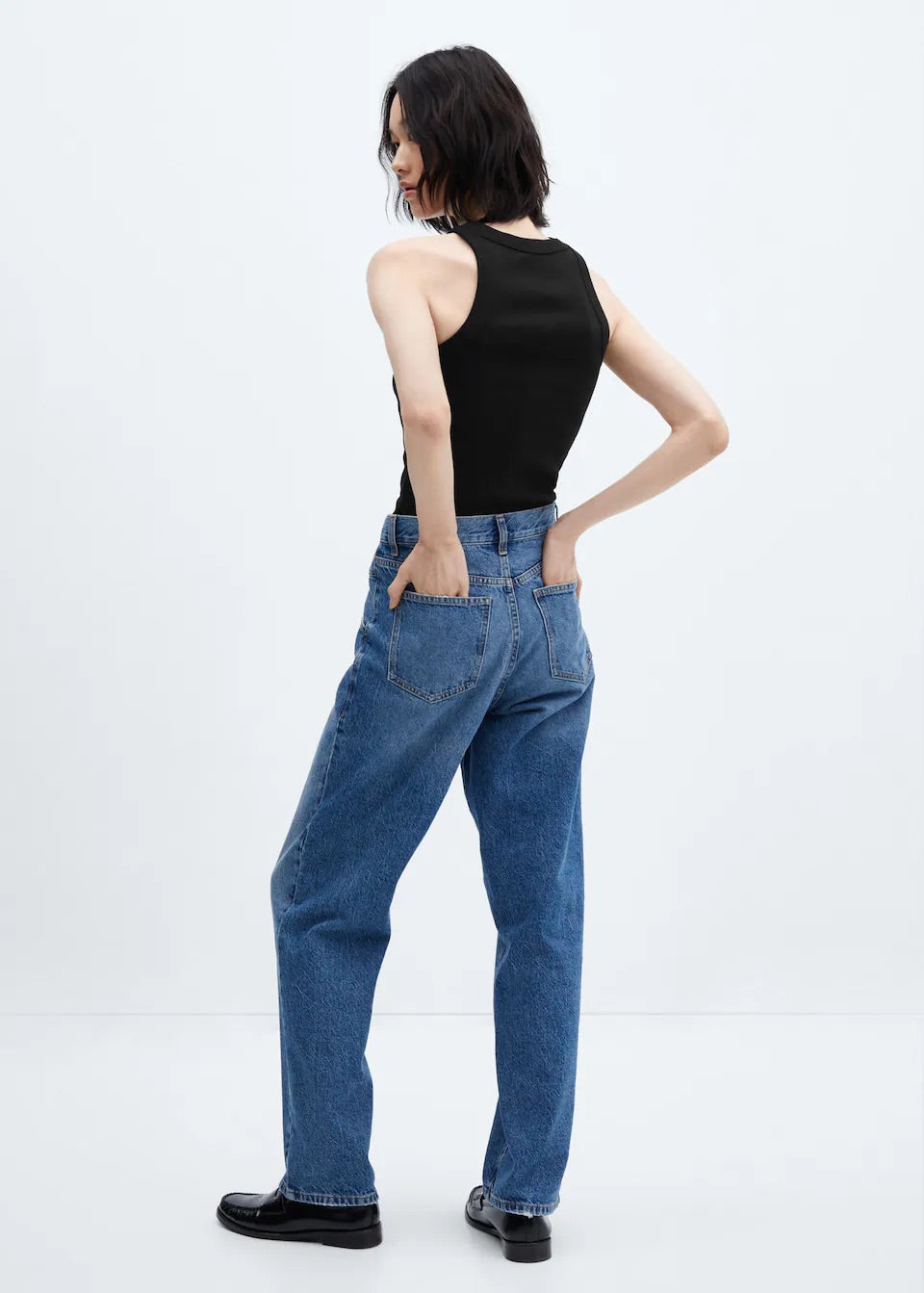 Ribbed cotton-blend top