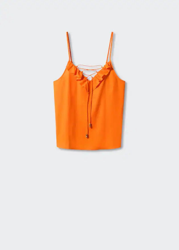 Ruffled top with adjustable drawstring