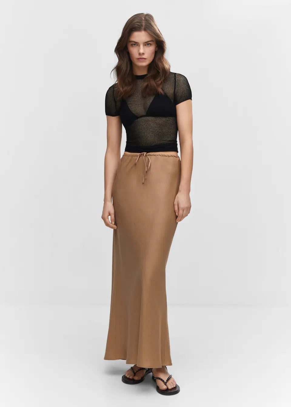 Tie long skirt