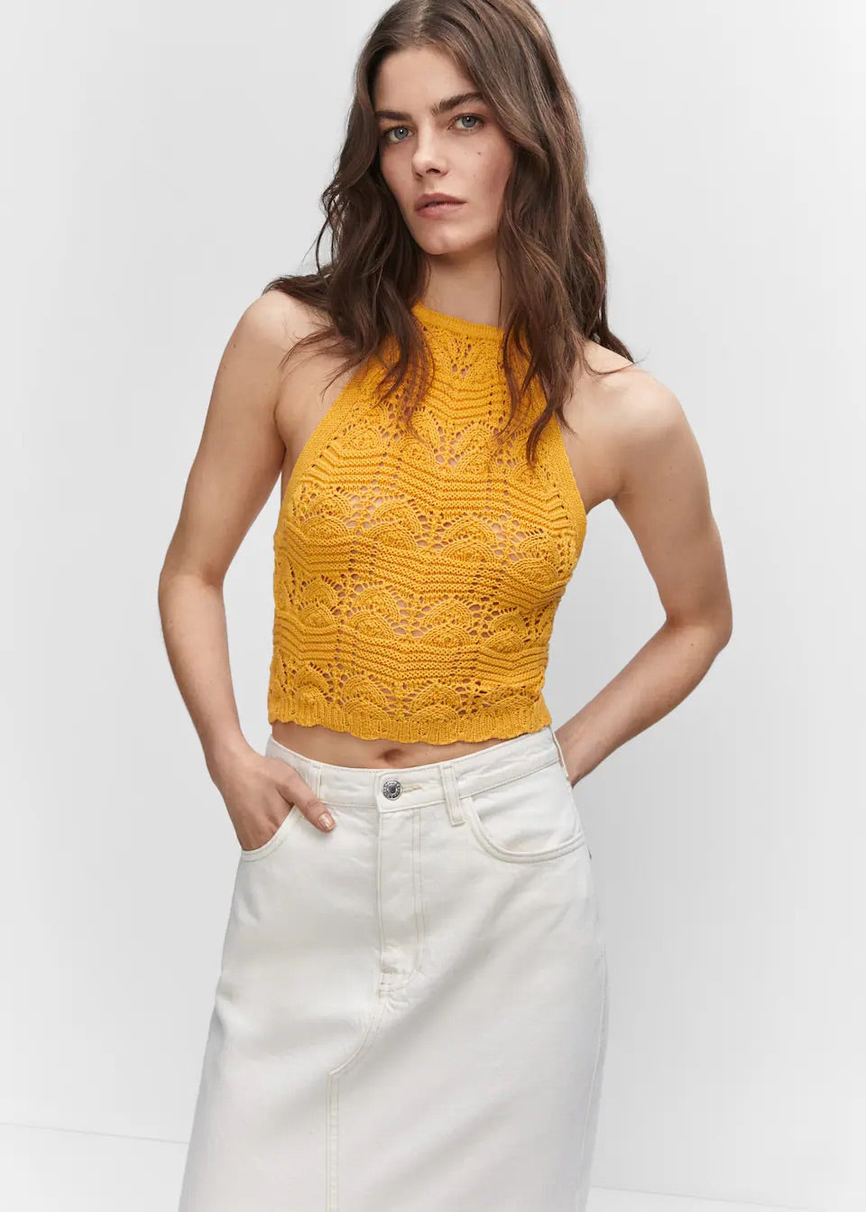 Halter neck crochet top
