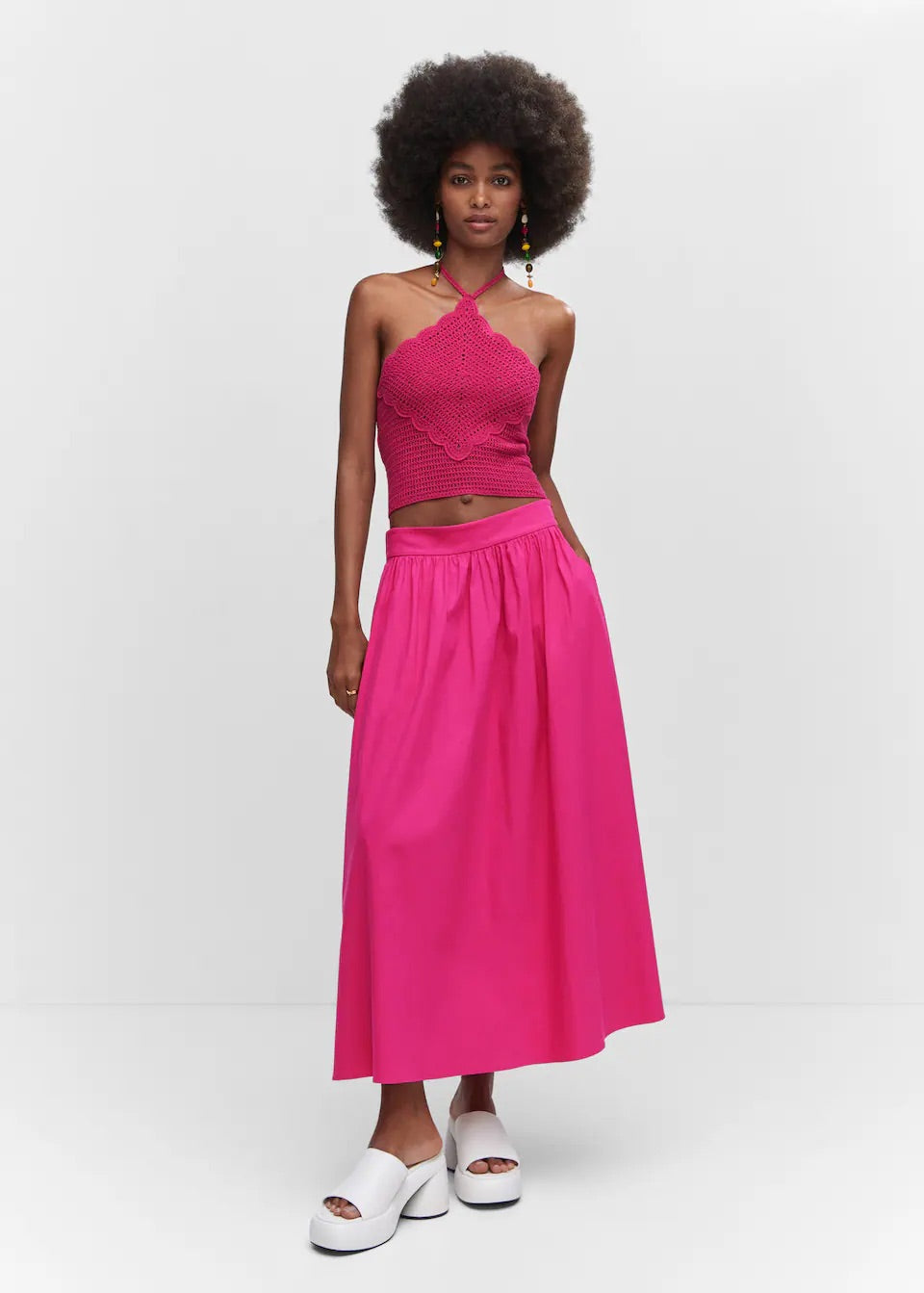 Pleat detail long skirt