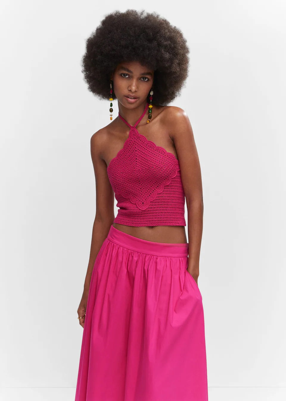 Pleat detail long skirt