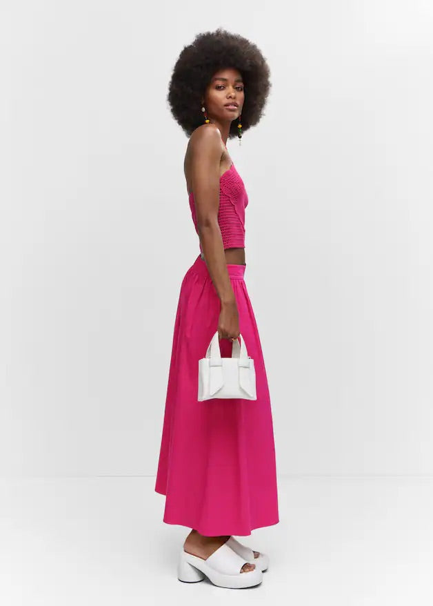 Pleat detail long skirt
