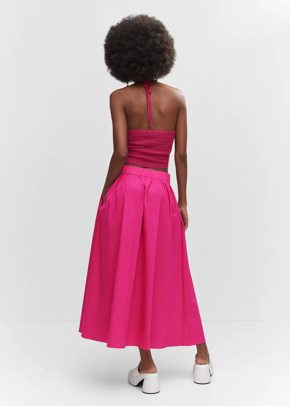 Pleat detail long skirt