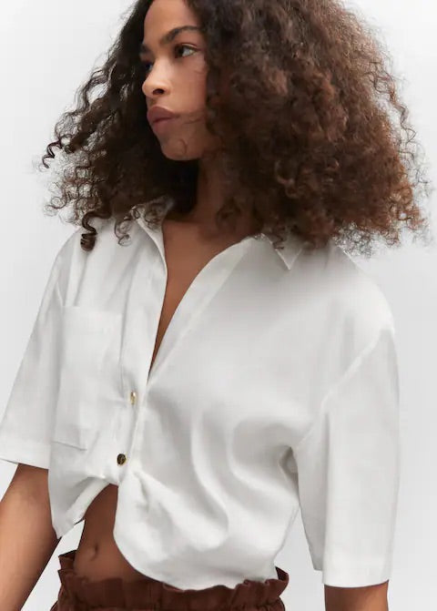 Cropped shirt with knot
