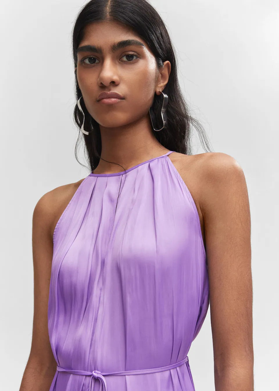 Halter-neck satin jumpsuit