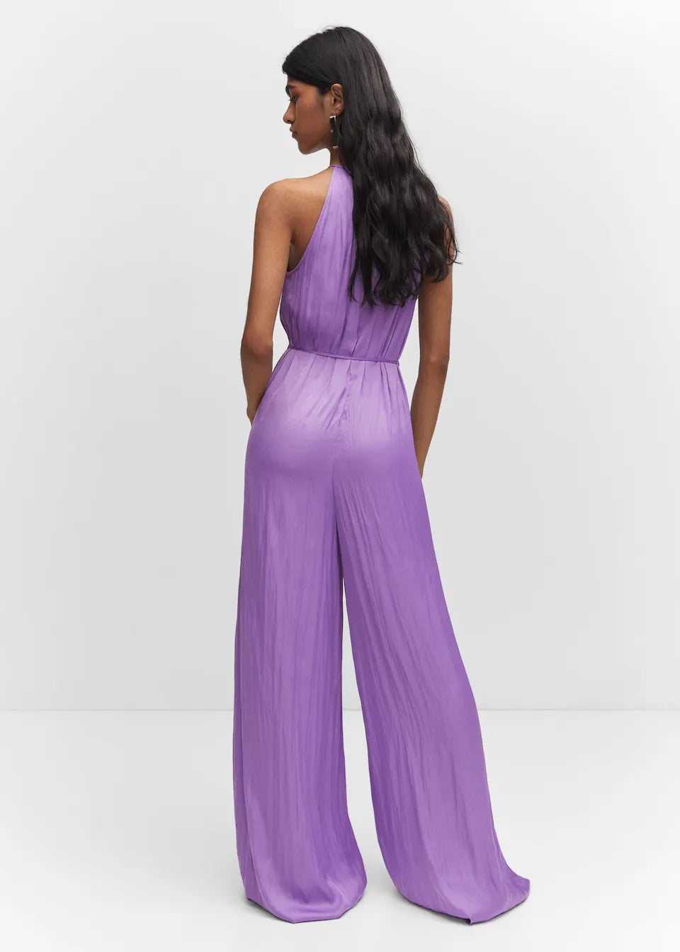 Halter-neck satin jumpsuit
