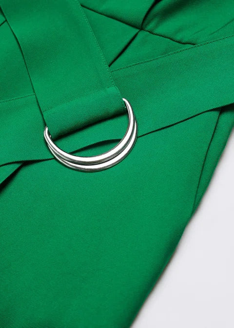 V-neck belted jumpsuit