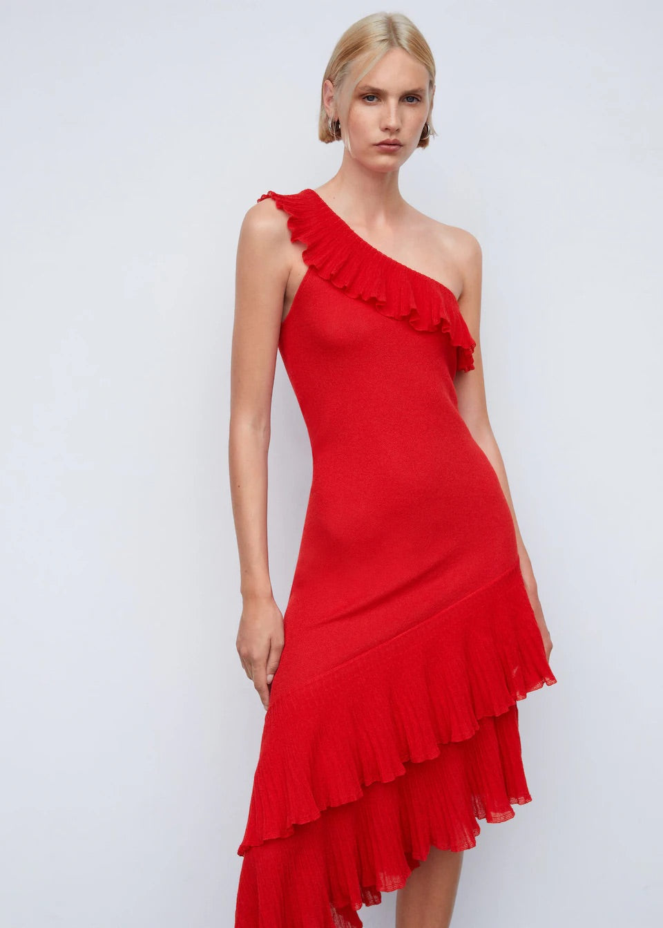 Asymmetric ruffled dress