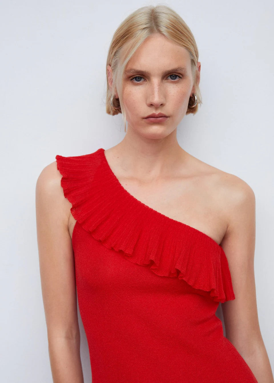 Asymmetric ruffled dress