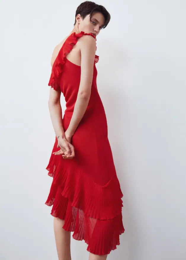 Asymmetric ruffled dress