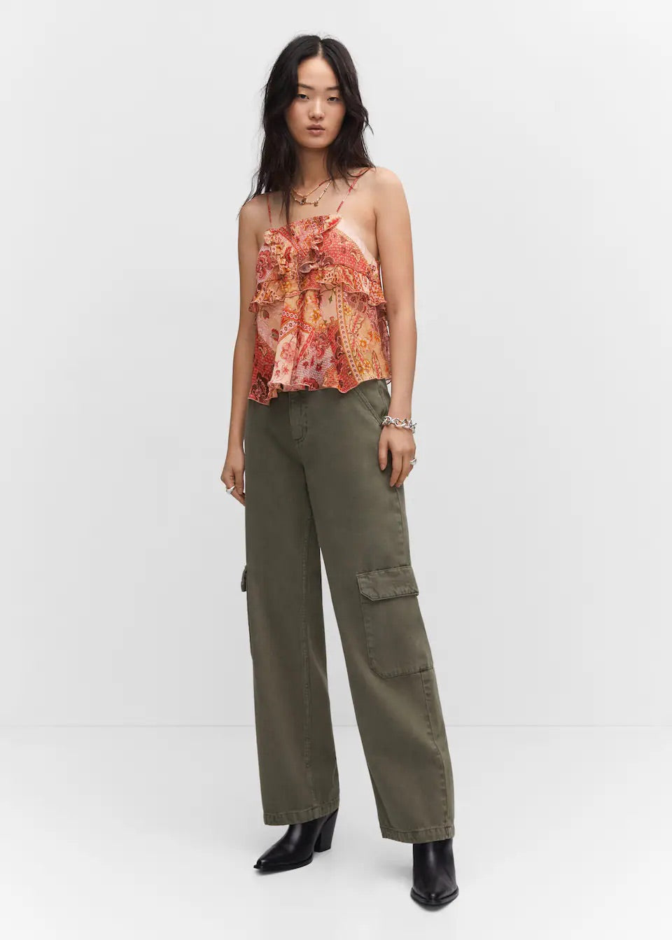 Printed chiffon top