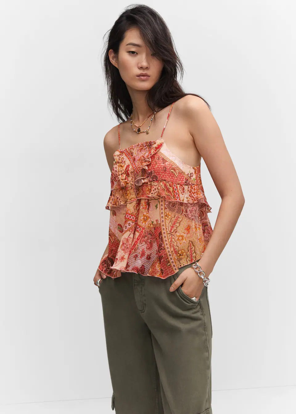 Printed chiffon top
