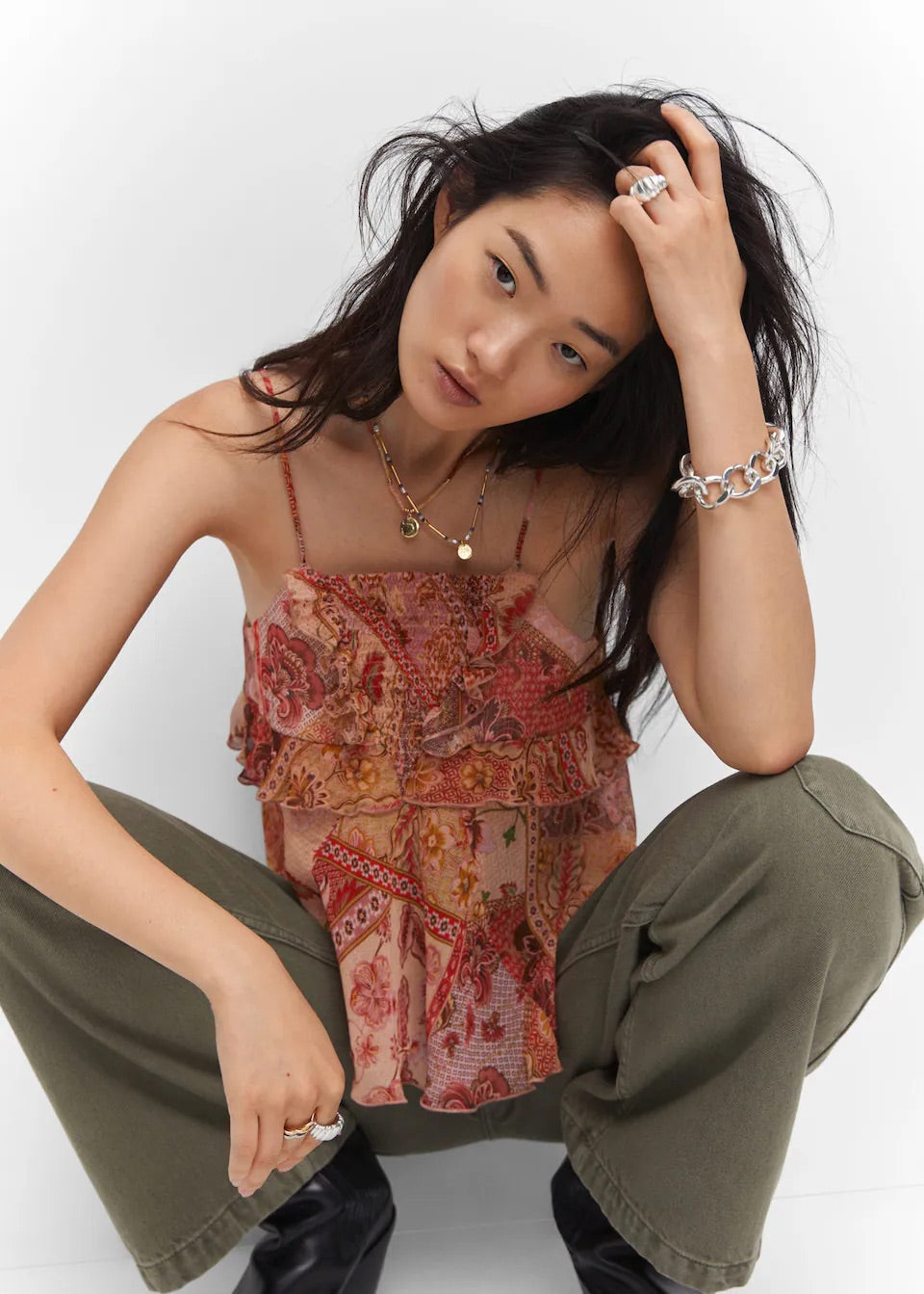 Printed chiffon top