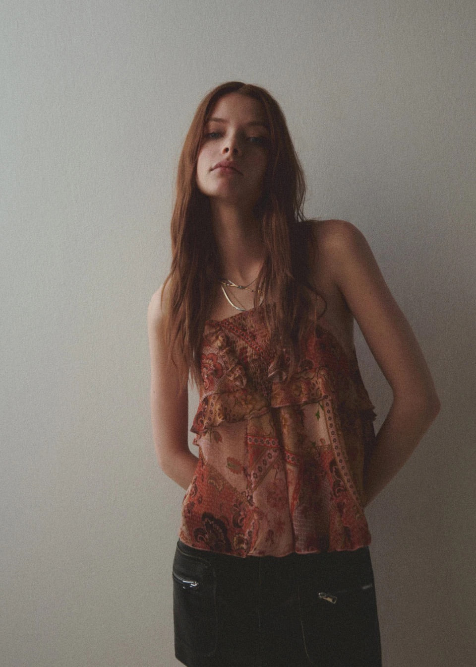 Printed chiffon top
